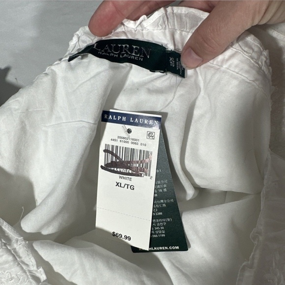 NWT $70 Lauren RALPH‎ LAUREN [ XL ] Beaded Embroidered Off Shoulder Blouse - Picture 5 of 15